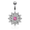 Steel Vintage Antique Flower Burst - Fixed (non-dangle) Belly Bar. Navel Rings Australia.