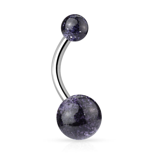 Glimmer with Glitter Belly Rings - Basic Curved Barbell. Navel Rings Australia.