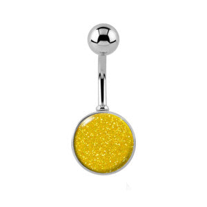 HUGE Glitter Jar Belly Button Bars - Basic Curved Barbell. Navel Rings Australia.