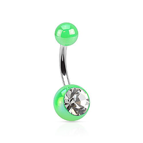 Gem Metallic Coated Acrylic Belly Rings - Basic Curved Barbell. Navel Rings Australia.