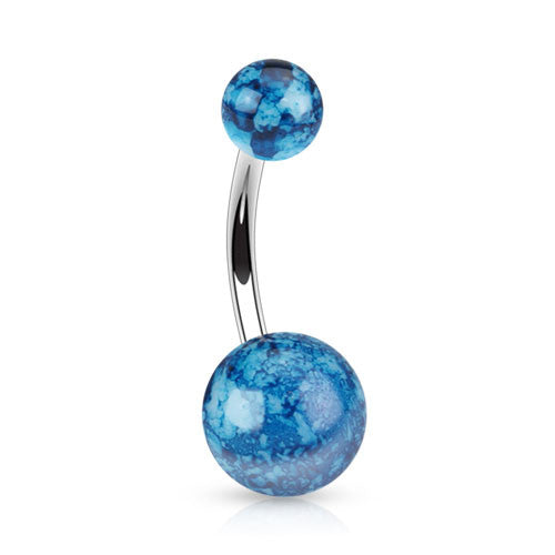 Pearly Splatter Paint Acrylic Belly Ring - Basic Curved Barbell. Navel Rings Australia.