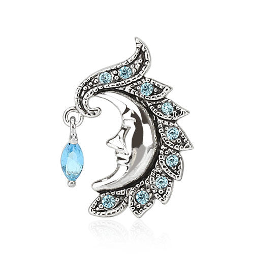 Marquis Moon Crystal Drop Navel Bar - Reverse Top Down Belly Ring. Navel Rings Australia.