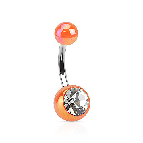 Gem Metallic Coated Acrylic Belly Rings - Basic Curved Barbell. Navel Rings Australia.