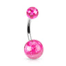 Pearly Splatter Paint Acrylic Belly Ring - Basic Curved Barbell. Navel Rings Australia.