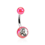Gem Metallic Coated Acrylic Belly Rings - Basic Curved Barbell. Navel Rings Australia.