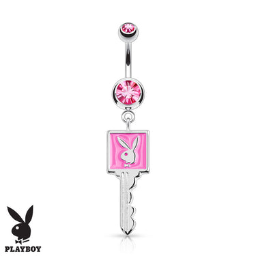 Official Playboy Bunny Key Belly Button Ring - Dangling Belly Ring. Navel Rings Australia.