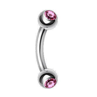 Double Mini Gem Bananabell Body Jewellery - Basic Curved Barbell. Navel Rings Australia.