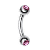 Double Mini Gem Bananabell Body Jewellery - Basic Curved Barbell. Navel Rings Australia.