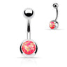 Single Gem Opal Gleam Classique Belly Bars - Basic Curved Barbell. Navel Rings Australia.