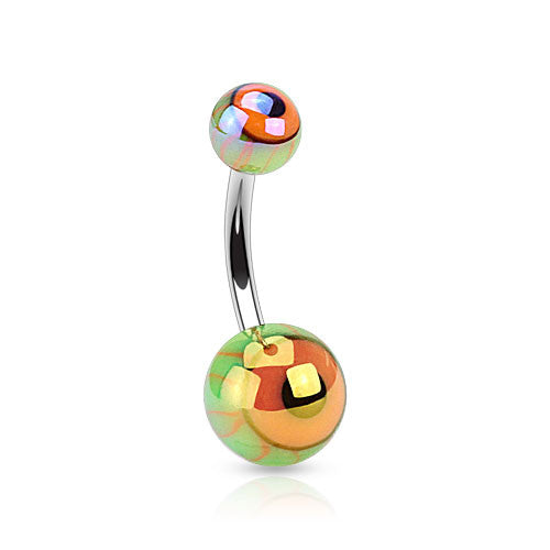 Metallic Eyeball Acrylic Navel Rings - Basic Curved Barbell. Navel Rings Australia.