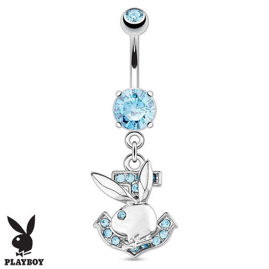 Official Playboy Bunny Anchor Belly Button Bar - Dangling Belly Ring. Navel Rings Australia.