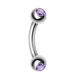 Double Mini Gem Bananabell Body Jewellery - Basic Curved Barbell. Navel Rings Australia.