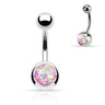 Single Gem Opal Gleam Classique Belly Bars - Basic Curved Barbell. Navel Rings Australia.