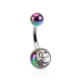 Gem Metallic Coated Acrylic Belly Rings - Basic Curved Barbell. Navel Rings Australia.