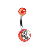 Gem Metallic Coated Acrylic Belly Rings - Basic Curved Barbell. Navel Rings Australia.