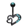 Sassy Duo Heart Navel Bar - Fixed (non-dangle) Belly Bar. Navel Rings Australia.