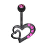 Sassy Duo Heart Navel Bar - Fixed (non-dangle) Belly Bar. Navel Rings Australia.