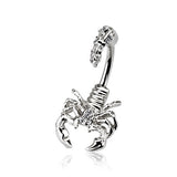 Desert Scorpion Split Belly Ring - Split Spinal Belly Bar. Navel Rings Australia.