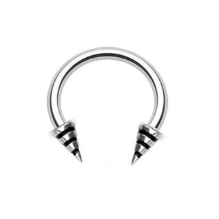 Trio Stripe Spike Circular Belly Piercing Ring - Circular Barbell / Horse Shoe. Navel Rings Australia.