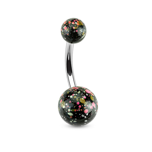 Splatter Ball Belly Button Bars - Basic Curved Barbell. Navel Rings Australia.