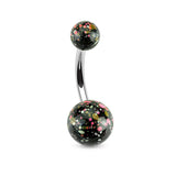 Splatter Ball Belly Button Bars - Basic Curved Barbell. Navel Rings Australia.
