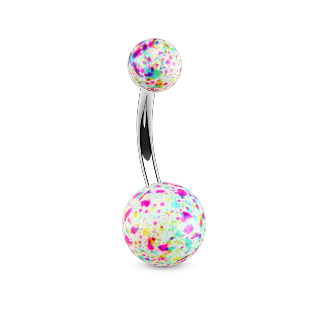 Splatter Ball Belly Button Bars - Basic Curved Barbell. Navel Rings Australia.