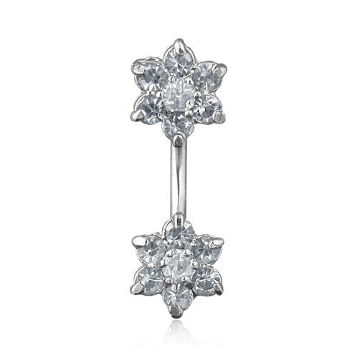 Floral Boutique Split Belly Ring - Split Spinal Belly Bar. Navel Rings Australia.