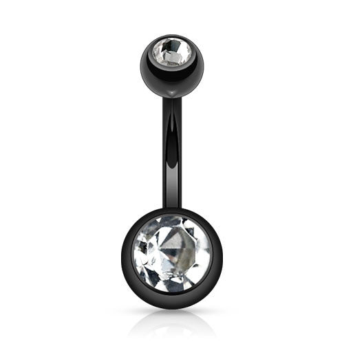 Titanium Plated Gem Navel Bars - Basic Curved Barbell. Navel Rings Australia.