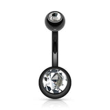 Titanium Plated Gem Navel Bars - Basic Curved Barbell. Navel Rings Australia.