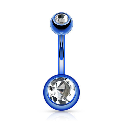Titanium Plated Gem Navel Bars - Basic Curved Barbell. Navel Rings Australia.