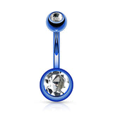 Titanium Plated Gem Navel Bars - Basic Curved Barbell. Navel Rings Australia.