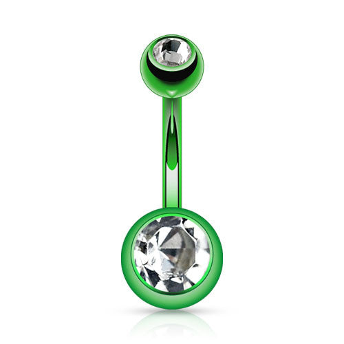 Titanium Plated Gem Navel Bars - Basic Curved Barbell. Navel Rings Australia.
