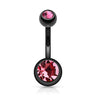 Titanium Plated Gem Navel Bars - Basic Curved Barbell. Navel Rings Australia.