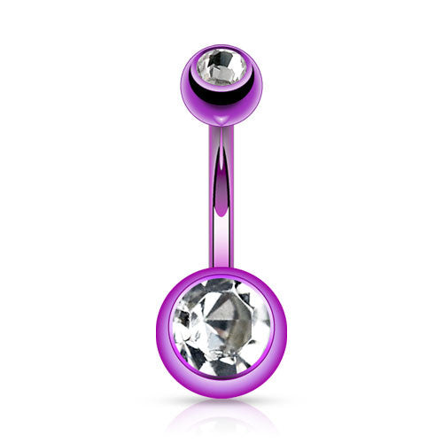 Titanium Plated Gem Navel Bars - Basic Curved Barbell. Navel Rings Australia.