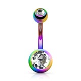 Titanium Plated Gem Navel Bars - Basic Curved Barbell. Navel Rings Australia.