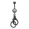 Jet Black Hand Cuffs Belly Bar - Dangling Belly Ring. Navel Rings Australia.
