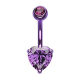Titanium Gem Heart Belly Bars - Fixed (non-dangle) Belly Bar. Navel Rings Australia.