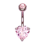 Titanium Gem Heart Belly Bars - Fixed (non-dangle) Belly Bar. Navel Rings Australia.