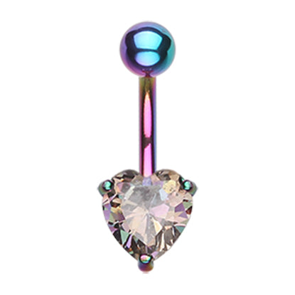 Titanium Gem Heart Belly Bars - Fixed (non-dangle) Belly Bar. Navel Rings Australia.