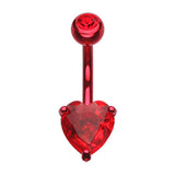 Titanium Gem Heart Belly Bars - Fixed (non-dangle) Belly Bar. Navel Rings Australia.