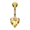 Titanium Gem Heart Belly Bars - Fixed (non-dangle) Belly Bar. Navel Rings Australia.