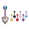 Titanium Gem Heart Belly Bars