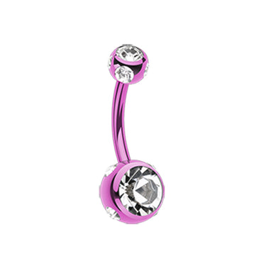 Mezzi Multi Gem Metallic Belly Bar - Basic Curved Barbell. Navel Rings Australia.