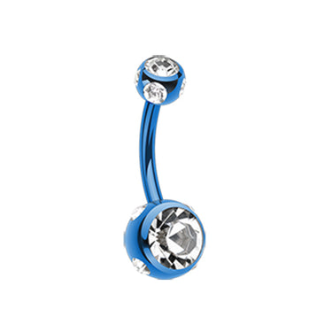 Mezzi Multi Gem Metallic Belly Bar - Basic Curved Barbell. Navel Rings Australia.