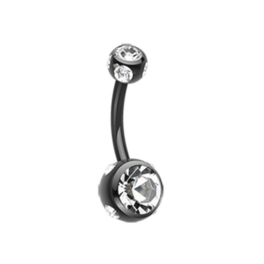 Mezzi Multi Gem Metallic Belly Bar - Basic Curved Barbell. Navel Rings Australia.