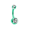 Mezzi Multi Gem Metallic Belly Bar - Basic Curved Barbell. Navel Rings Australia.