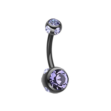 Mezzi Multi Gem Metallic Belly Bar - Basic Curved Barbell. Navel Rings Australia.