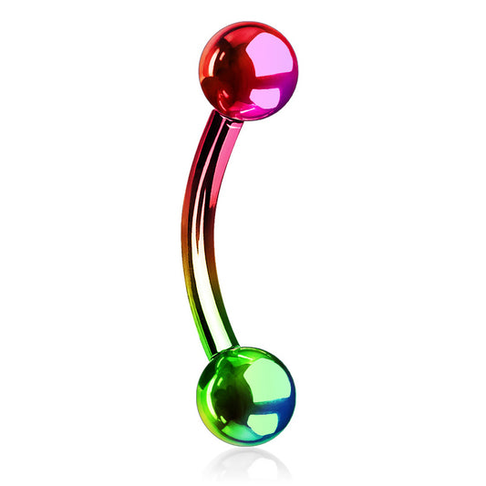 Duo Ball Navel Ring with Titanium Plating - Basic Curved Barbell. Navel Rings Australia.