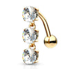 Reverse Gem Chain Belly Bar in 14K Yellow Gold