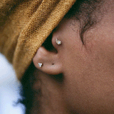 Diamond Paisley Threaded Stud by Maria Tash in 14K Yellow Gold. Flat Stud.